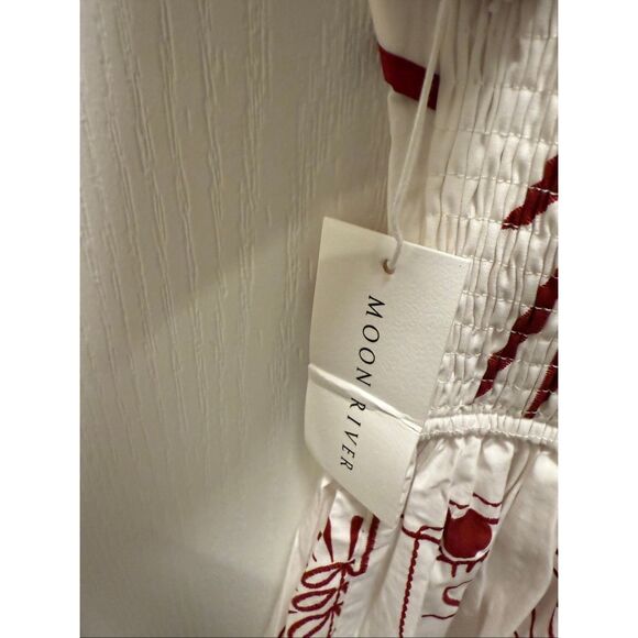 MOON RIVER Tropical MIDI DRESS in Palm Print  Brunch Vacation Dress Size S NWT - Picture 6 of 6